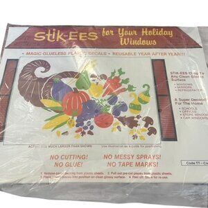 Vintage Stik-ees Reusable Cornucopia Thanksgiving Decorations